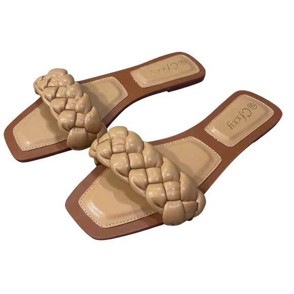 Cfxxy Square Toe Mule Sandal Braided Tan Size 39 (8) - Picture 4 of 7